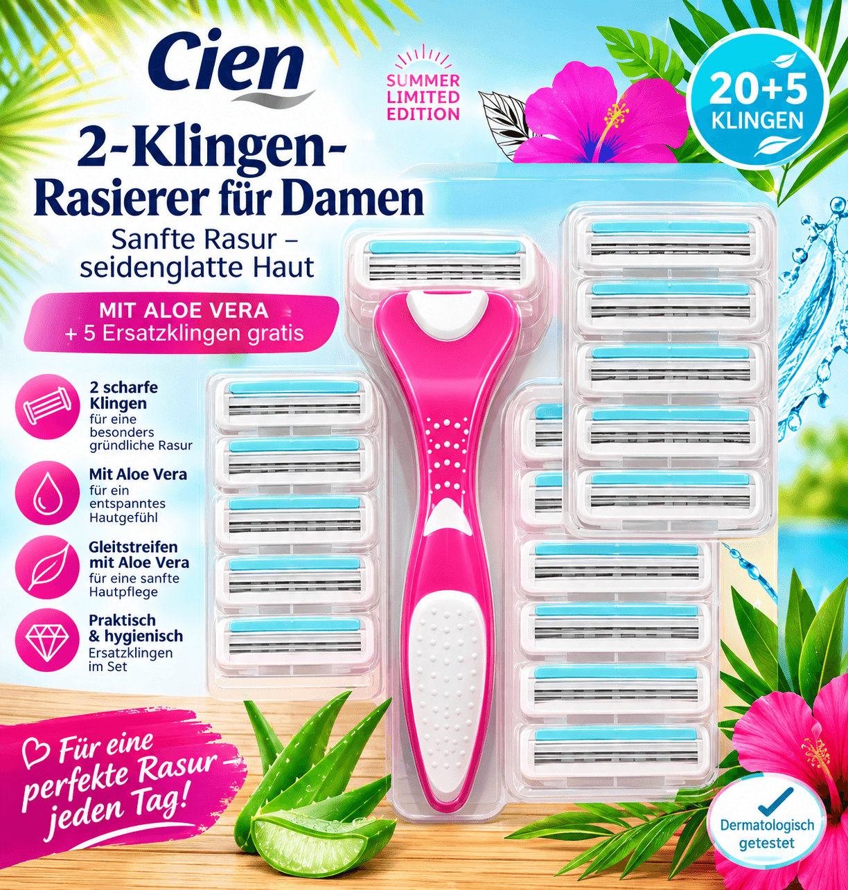 Cien 2-Klingen-Einwegrasierer, 20 + 5 Stück