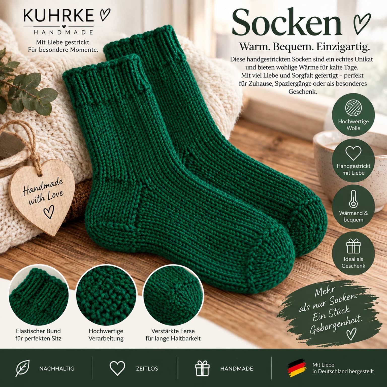 KUHRKE Handmade Socken, handgestrickt
