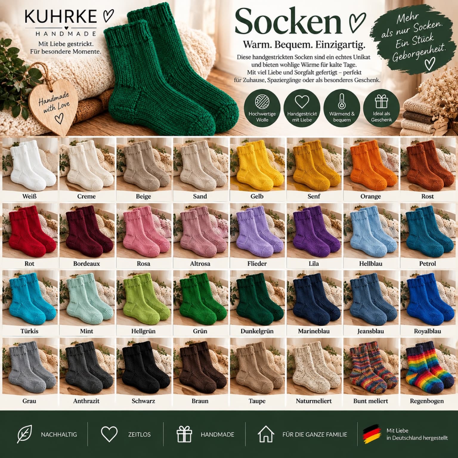 KUHRKE Handmade Socken, handgestrickt – Bild 2